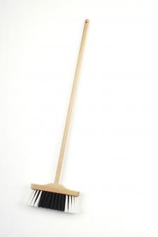 Broom, wood, black and white, large 
